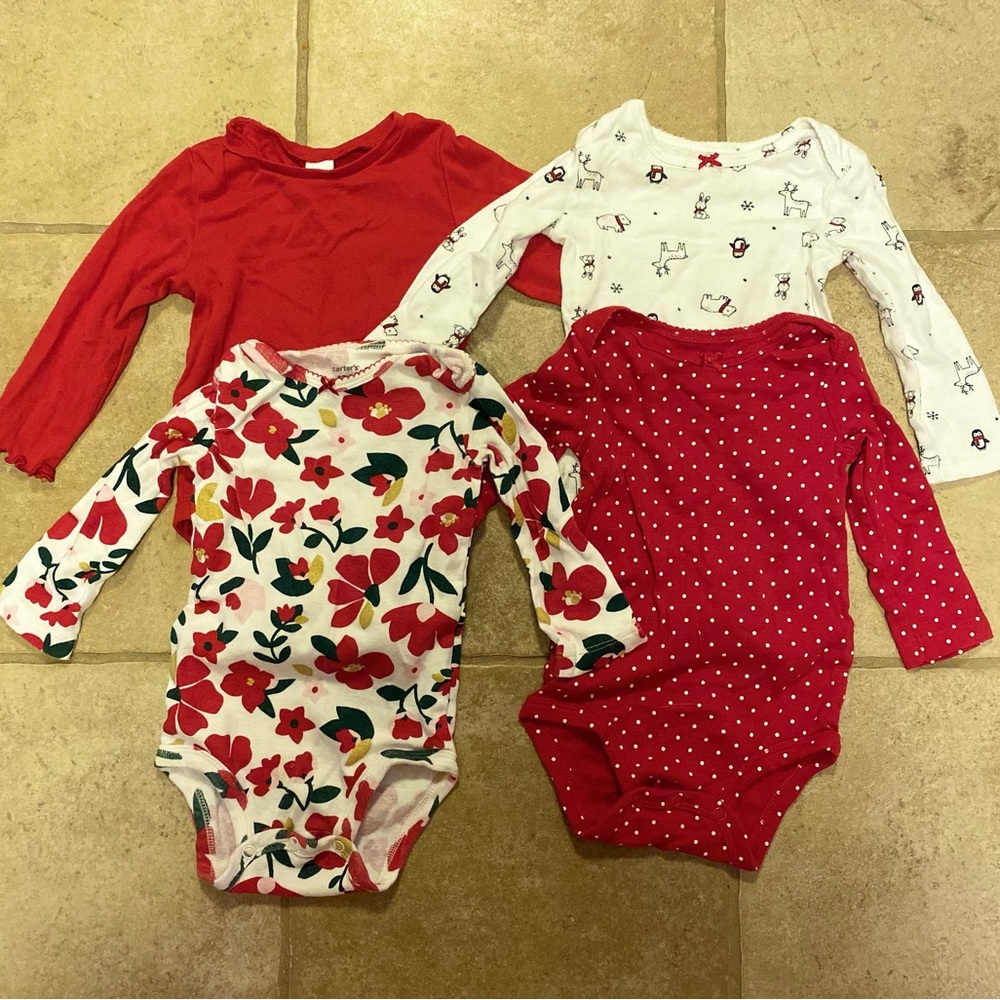 Christmas Baby Girl Onesies Lot